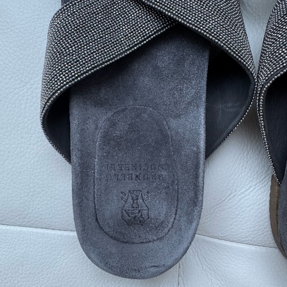 🎁Authentic Brunello Cucinelli Monili gray summer shoes sandals flip flops 7 7.5 - Picture 6 of 10